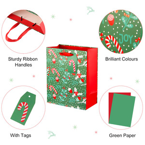 Bolsa de Cartón con Diseño de Muñeco de Nieve y Árbol de Navidad, Impresión Digital, Laminación Brillante, Reciclable, Asa de Lona, Personalizable - Product Image 2