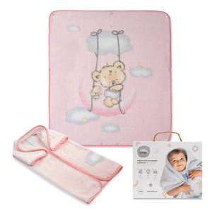 Saco de Dormir-Manta Estilo Princesa Color Rosa Mod. Osito Nube con Diseño de Dibujos Animados en Tela Raschel, Hecho de Material de Felpa No Tejida - Product Image 1