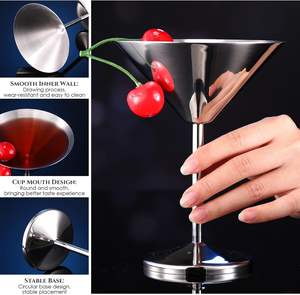 Modern Stainless Steel Cocktail <b>Glasses</b> Classic Silver Bowls for Hotels <b>Travel</b> Parties Martini Parties-Factory Wholesale - Product Image 6