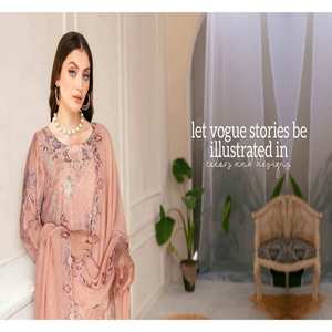 RAMSHA Brand Stylish High Quality 3-Piece Heavy Embroidered <b>Pakistani</b> <b>Dress</b> for Women Chiffon for Weddings Parties-<b>Eid</b> Discount - Product Image 3