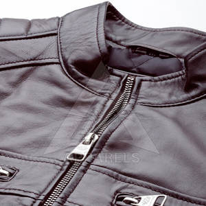 Veste en cuir à manches longues pour hommes de haute qualité Concevez votre propre style de mode avec col montant pour l'hiver au meilleur prix - Product Image 5