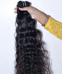 Extensiones de cabello humano de Templo de Color negro rizado estilo de onda profunda suelta alineada con cutícula virgen 100% - Product Image 1