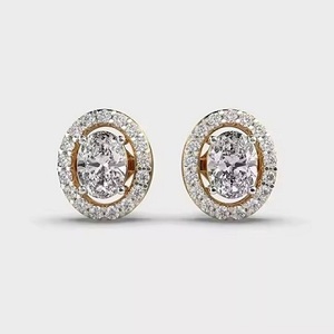 Boucles d'oreilles en diamant ovale cultivé en laboratoire pour femmes mariage et fiançailles et festival porter de véritables boucles d'oreilles en diamant - Product Image 1