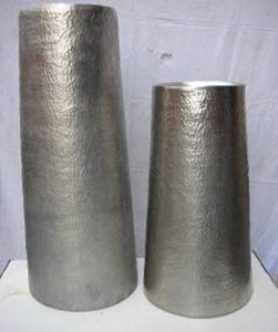 All New Design Of Long Metal Flower <b>Vase</b> With Garden Word Embossed On It In White And Golden Texture Strips Give It Decent Look - Product Image 3