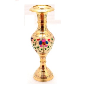 Vase à fleurs en laiton avec gravure noir et or fini pour décor de table Vase à fleurs décoratif de haute qualité - Product Image 3