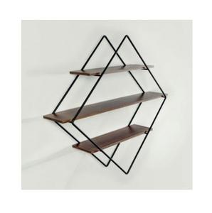 Bastidores de pared de metal en forma de triángulo con libros de madera, almacenamiento de hierro, polvo negro, estante de pared con acabado, diseño antiguo - Product Image 5