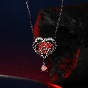 สร้อยคอแฟชั่นประดับลูกปัดเงินแท้รูปโครงกระดูกและดอกกุหลาบ "Jeulia Never Ending Love" - Product Image 4