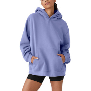 Sweat-shirt à capuche oversize tendance pour femme, à manches longues, en polaire, avec poche, pour l'automne et l'hiver - Product Image 1