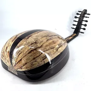 Professional 11 String Oud-Handmade Spalted Ironwood & Cedar Top Arabic Lute Gawharet El Fan Polished Natural High Gloss Finish - Product Image 3