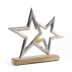 Adornos colgantes de material de aluminio y madera Paquete de caja personalizado Copo de nieve Trendy New Look Santa Claus Adornos navideños - Product Image 4