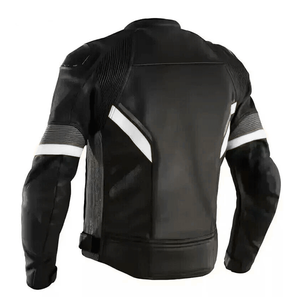 Chaqueta de moto de cuero negro de piel de vaca auténtica de Nuevo diseño para hombre líneas grises CE protecciones moto de carreras de talla grande invierno - Product Image 6
