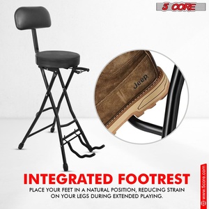 5Core Guitar <b>Stool</b> Adjustable Backrest Piano Chair 3.15" Padded Seat Music Stand - Product Image 4