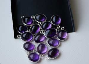 Top Quality 925 Sterling Silver 8x10mm Natural Purple <b>Amethyst</b> Oval Bezel Setting Single Link Charm Connectors Making Jewelry - Product Image 2