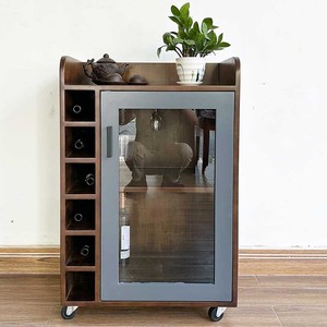 Natural Wood Solid <b>Wine</b> Cabinet Portable Mini - Product Image 6