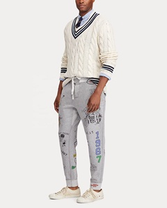 Pantalones de chándal deportivos de algodón 100% para hombre, pantalones casuales cálidos gruesos de cintura media personalizados para primavera y otoño, tela de lona a la venta - Product Image 2