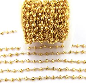 Premium Gold Pyrite Gemstone Beaded <b>Chain</b> for <b>Jewelry</b> High Quality Findings & Components - Product Image 1
