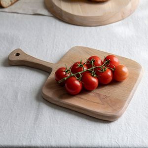 Juego de 3 tablas de cortar de madera de acacia y mango cuadradas prácticas de diferentes tamaños con tablas de cortar de madera con mango - Product Image 5