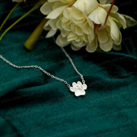 Colgante de Plata de Ley 925 Chapado en Oro de 14K con Diseño de Huella de Perro de 10mm, Bisel en Blanco Personalizable, Collar Ecológico de Alta Calidad Hecho a Mano DIY