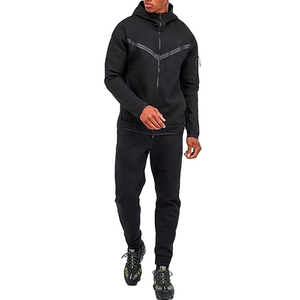 Veste à capuche pour hommes avec fermeture éclair Joggers à taille élastique Gym Fitness Running Sports Training Casual Athletic Outfit - Product Image 1