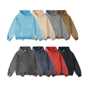 Haute qualité hommes Vintage Style 100% coton pull à capuche écologique 300g tissu en gros - Product Image 6