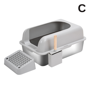 Bac à litière pour chat portable de luxe <span class=keywords><strong>avec</strong></span> <span class=keywords><strong>porte</strong></span> avant fermée, capacité de 20 L, design léger en plastique et acier inoxydable - Product Image 5