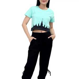 T-shirts courts en toile pour femmes, col rond, 220 g/m², personnalisés en gros, couleur unie, respirants, séchage rapide, décontractés, blanc, couture couleur unie - Product Image 5