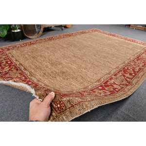 Vintage Turkish Rug Large Area 5.7 X 8.6ft Classic Brown <b>Red</b> Patchwork Pattern Wool Material 10mm <b>Latex</b> Hallway Room Decor - Product Image 5