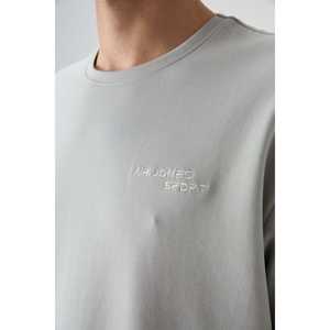 Ensemble de survêtement décontracté respirant pour homme, en coton épais et doux texturé, coupe oversize avec broderie - 85252 - Product Image 4