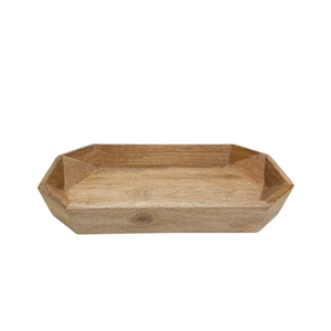 Bandeja rectangular de madera de mango con asa, bandeja de servicio de Color Natural Para Boda y Decoración de mesa personalizada - Product Image 3