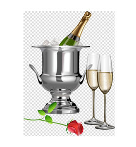 Cubo de vino personalizado de plata niquelada redondo con asa Cubo de champán martillado Cubo de vino Bañera de champán de lujo Bañera moderna - Product Image 2