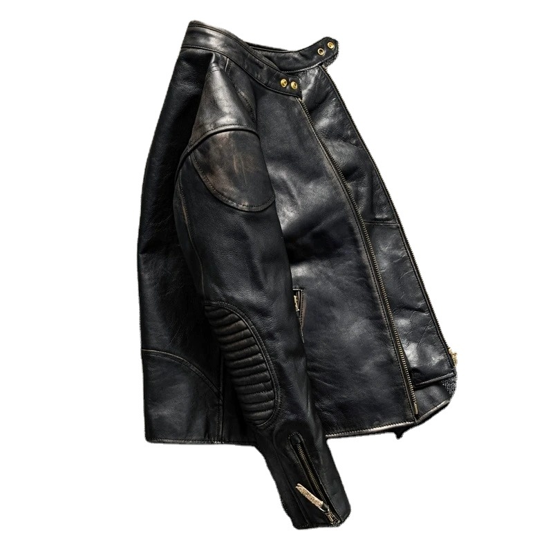 2025 Men's Sheep Skin Leather Casual Jacket Slim Fit Short Coat