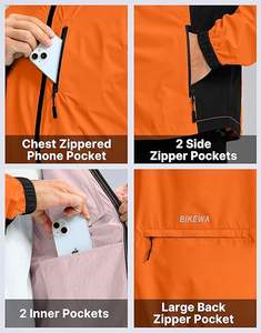 Veste coupe-vent longue pour homme de marque en gros, fermeture éclair sur le devant, capuche respirante, imperméable, décontractée, pour l'extérieur - Product Image 6