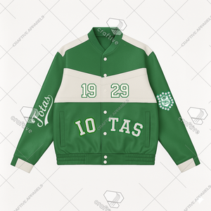 Iota Phi Lambda Parafernalia griega Chaqueta de carreras de cuero Premium con logotipo personalizado Chaqueta de corredor para invierno - Product Image 1