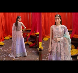 2025 nureh ชุดเดรสผ้าชีฟอง4ชิ้นตกแต่งและปักลายหรูหราพร้อมชุด dupatta pakistani salwar kameez - Product Image 3