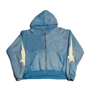 Sweats à capuche surdimensionnés en coton biologique 100% personnalisés pour hommes, vêtements de rue déchirés en détresse, tenue décontracté pour l'hiver - Product Image 5