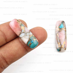 โอปอลทองแดงธรรมชาติสีชมพู10X30มม. เบาะยาวหลังแบนปรับเทียบอัญมณีหลวมสำหรับทำเครื่องประดับขายส่ง - Product Image 4