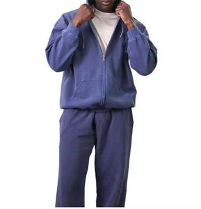Chándales con cremallera de lavado ácido para hombre de alta calidad 100% algodón polar 450GSM personalizado para hombre chándales con cremallera y hombros caídos ropa de calle - Product Image 2
