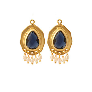 Componentes para encontrar joyas, amatista en forma de pera y perla, piedra preciosa chapada en oro, conector delicado, joyería - Product Image 3