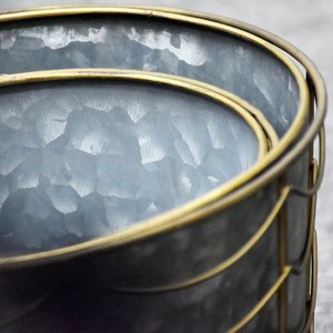 Garden Galvanized Planter With Golden Wire Planter with Metal Wire <b>Basket</b> for Home Decoration Grey and Golden Color - Product Image 4