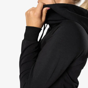 High Quality Women's Hooded Sweatshirts Customized Logo Printing Embroidery <b>Black</b> Cotton Winter Wear for Autumn Season - Product Image 2