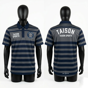 เสื้อกรรมการเบสบอลชาย พรีเมียม 160 GSM โพลีเอสเตอร์ ผ้าตาข่ายระบายอากาศ สีกรมท่า-ดำ ลายทาง  แบบซับลิเมชั่น  โลโก้สั่งทำได้ - Product Image 3