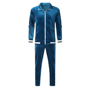 Manufacturer Wholesale Autumn Winter 2 Piece Set <b>Track</b> Suits <b>Velour</b> Tracksuit Mens Jogging Suit with Custom logo - Product Image 6