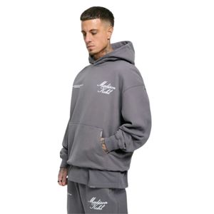 Time Flies Sweat à capuche OTH surdimensionné gris en molleton de coton épais Coupe décontractée Streetwear Capuche à double doublure Vêtements de luxe modernes - Product Image 1