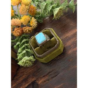 Navajo Handmade Sterling <b>Silver</b> Cast <b>Ring</b> Larimar Natural Stone Size 8.5 <b>Statement</b> Pear Shape Gemstone <b>Ring</b> for Everyday Wear - Product Image 4