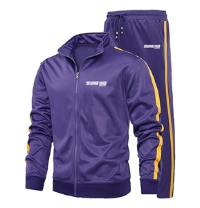 Ensemble de jogging avec veste zippée brodée et survêtement personnalisé Ensemble pantalon de survêtement en nylon à blocs de couleurs Survêtements coupe-vent - Product Image 6