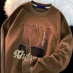 OSTROWEARS ENTERPRISES personnalisé chenille broderie surdimensionné sweat ras du cou à manches longues sweats à capuche haut Preppy pour l'hiver - Product Image 2
