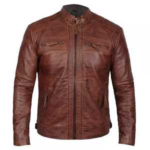 Veste en cuir marron pour homme, Streetwear, tendance, sur mesure, manches longues, nouvelle collection - Product Image 1