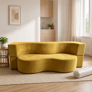 Canapé de sol deux <span class=keywords><strong>places</strong></span> de luxe écologique sans odeur, respectueux de la peau, rembourrage uniforme en éponge, anti-déformation, canapé-<span class=keywords><strong>lit</strong></span> <span class=keywords><strong>2</strong></span>-en-1 - Product Image 3