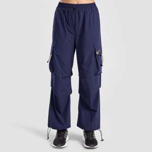 Pantalones Cargo de Microfibra Premium para Mujer, Cintura Media, Estilo Utilitario, Color Azul Marino, Similares a Capris - Product Image 1