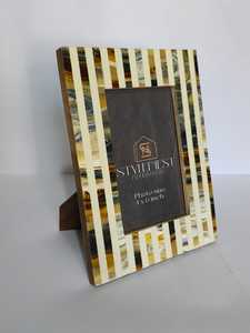 Luxurious Amber And Ivory Resin Inlay Striped Pattern Photo Holder Stylish Geometric Design <b>Living</b> <b>Room</b> Decoration - Product Image 2